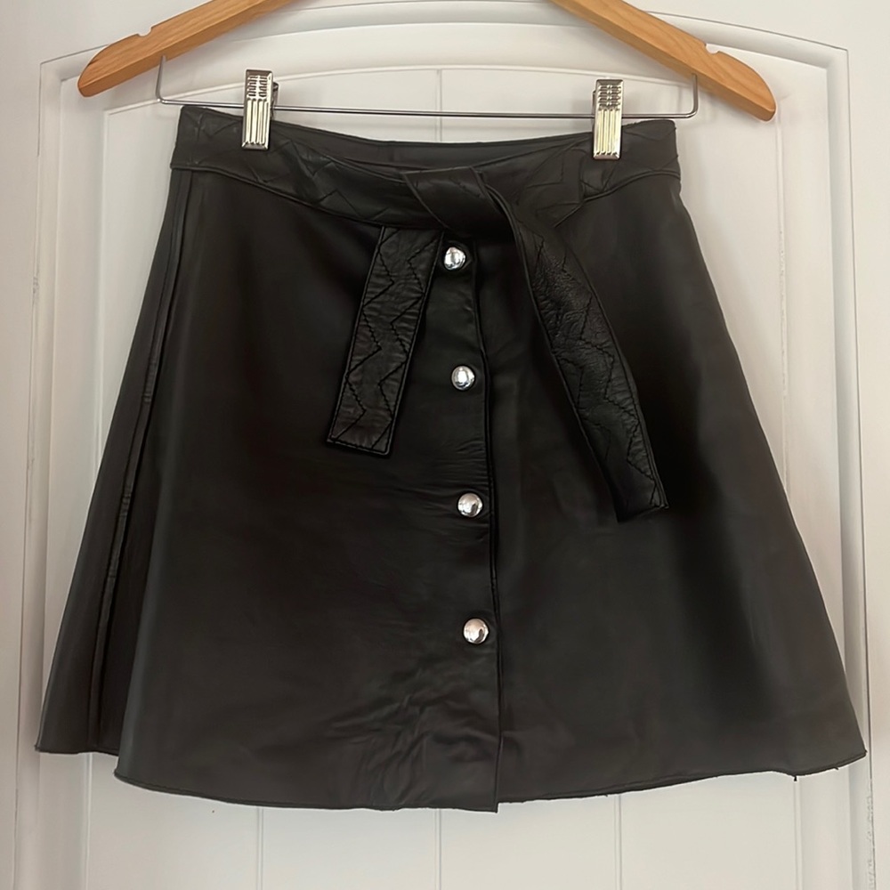 Leather mini skirt